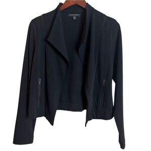 Banana Republic Black Ponte Knit Moto Open Front Jacket Size Medium Minimalist